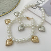 Jewelry Ins Style Imitation Pearl Beaded Heart Pendant Anklet
