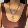 Jewelry Iron Alloy Constellation Retro Moon Zircon Necklace Electroplating Minimalist Style