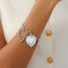 Jewelry Iron Chain Alloy Heart Shape Pendant Clavicle Chain Metallic Stripe Electroplating For Women