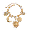 Jewelry Iron Chain Alloy Rhinestone Exaggerated Heart Shape Electroplating Pendant Bracelet