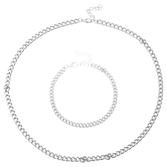 Jewelry Iron Chain Electroplating Punk Style Unisex 2Piece Set