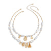 Jewelry Iron Chain Imitation Pearl Alloy Geometric Cross Pendant Necklace For Women With Electroplating Design