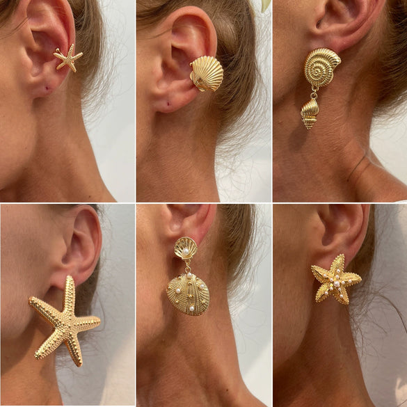 Jewelry Iron Exaggerated Geometric Stars Earrings Electroplating