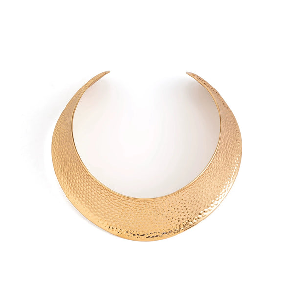 Jewelry Iron Geometric Corrugated Collar Necklace And Pockmarked Ring For Women