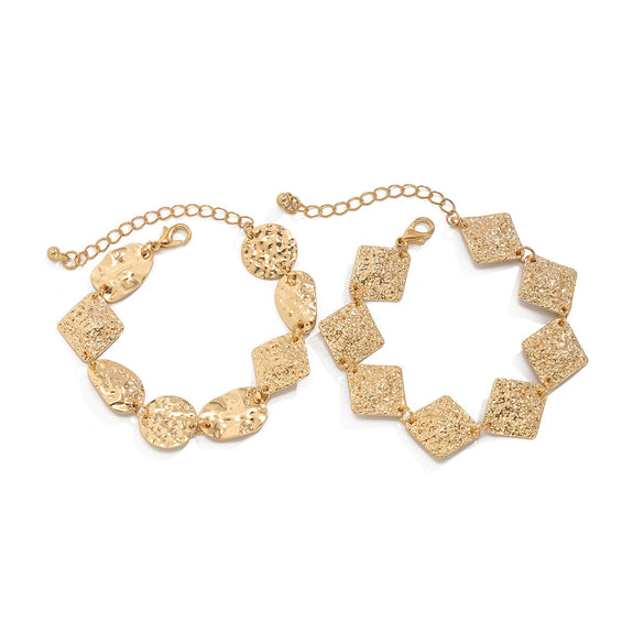 Jewelry Iron Geometric Square Hammer Pattern Electroplated Bracelet