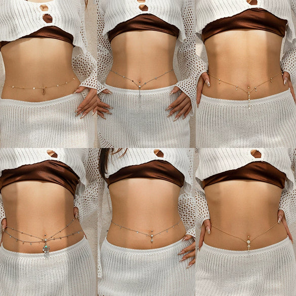 Jewelry Iron Rhinestone Body Chain For Women Electroplated