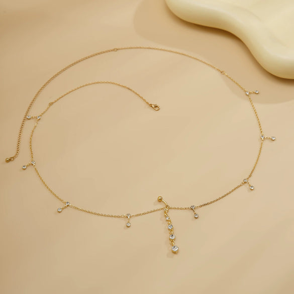 Jewelry Iron Rhinestone Body Chain For Women Electroplated