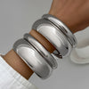Jewelry Iron Simple Geometric Curved Glossy Twist Bracelet Set Electroplated