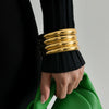 Jewelry Iron Simple Geometric Curved Glossy Twist Bracelet Set Electroplated