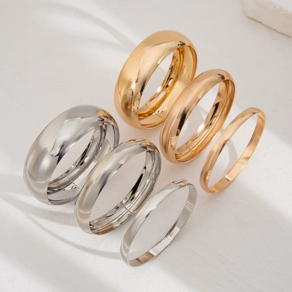 Jewelry Iron Simple Geometric Curved Glossy Twist Bracelet Set Electroplated