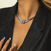 Jewelry Iron Snake Bone Chain Geometric Punk Hiphop Collarbone Necklace Electroplated