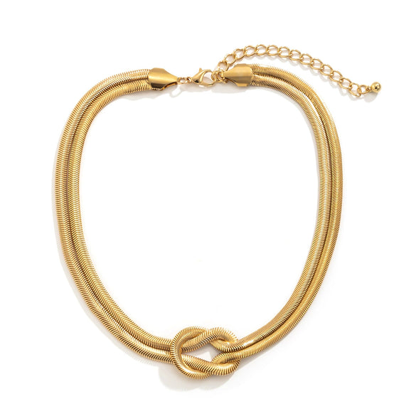 Jewelry Iron Snake Bone Chain Geometric Punk Hiphop Collarbone Necklace Electroplated