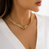 Jewelry Iron Snake Bone Chain Geometric Punk Hiphop Collarbone Necklace Electroplated