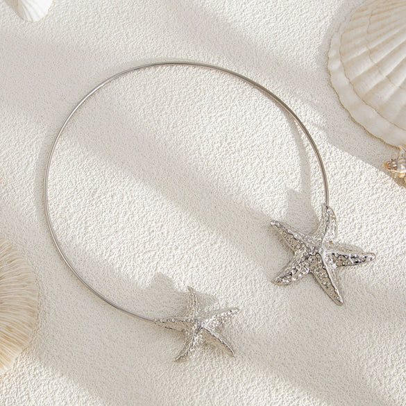 Jewelry Ironalloy Bohemian Starfish Flower Clavicle Necklace