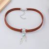 Jewelry Leather Alloy Leaves Geometric Round Electroplating Lady Choker Necklace