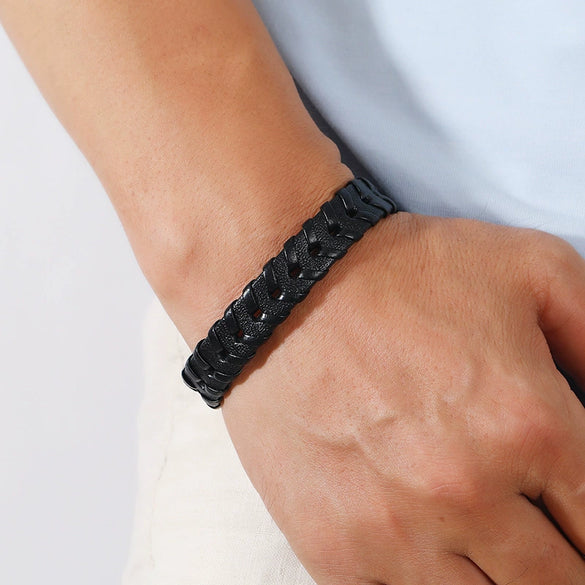 Jewelry Leather Rope Handwoven Punk Style Bracelet For Men