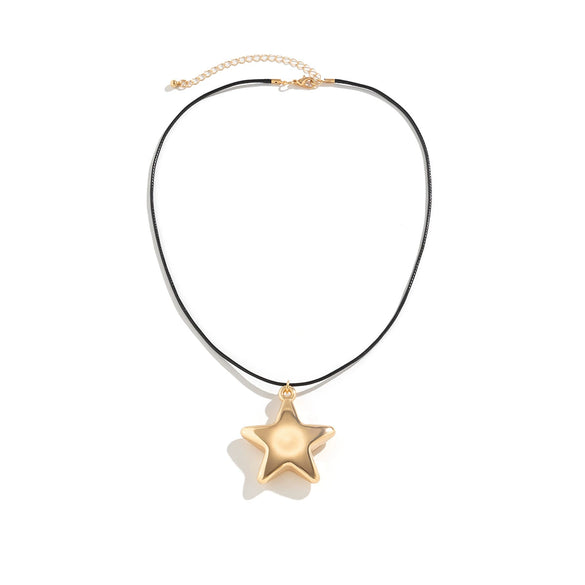 Jewelry Leather Wax Line Acrylic Flannel Iron Chain Alloy Handmade Star Choker Necklace