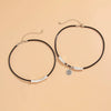 Jewelry Leather Wax Thread Alloy Hiphop Geometric Cylindrical Multilayer Clavicle Chain Necklace Set