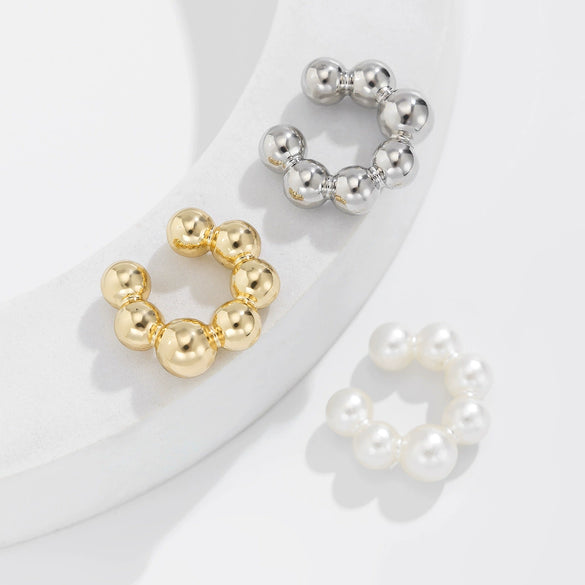 Jewelry Light Luxury Imitation Pearl Geometric Electroplated 3Piece Set Earrings