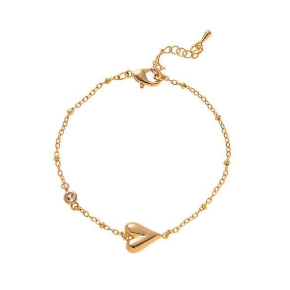 Jewelry Light Luxury Style Heart Shape Copper Plastic Gold Plated Adjustable Bracelet