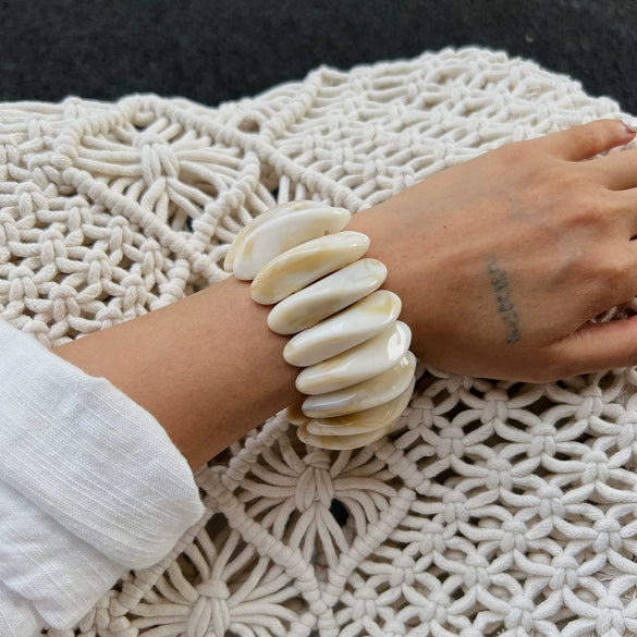 Jewelry Literary Retro Stacked Specialshaped Elastic Bracelets For Women Handmade Resin Geometric