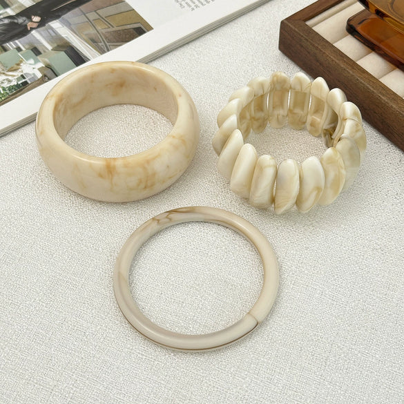 Jewelry Literary Retro Stacked Specialshaped Elastic Bracelets For Women Handmade Resin Geometric