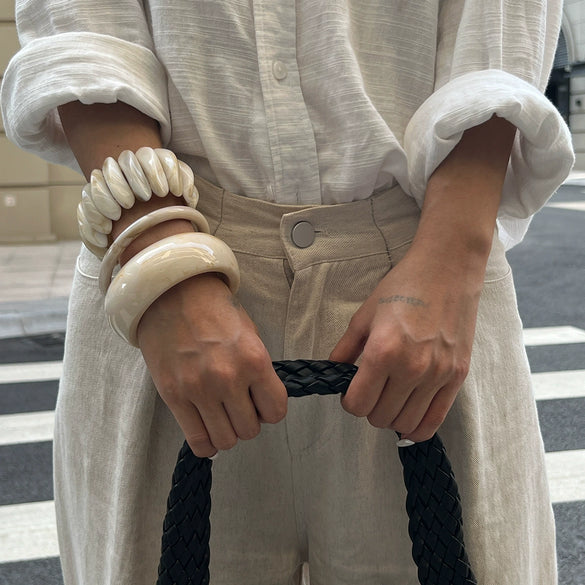 Jewelry Literary Retro Stacked Specialshaped Elastic Bracelets For Women Handmade Resin Geometric