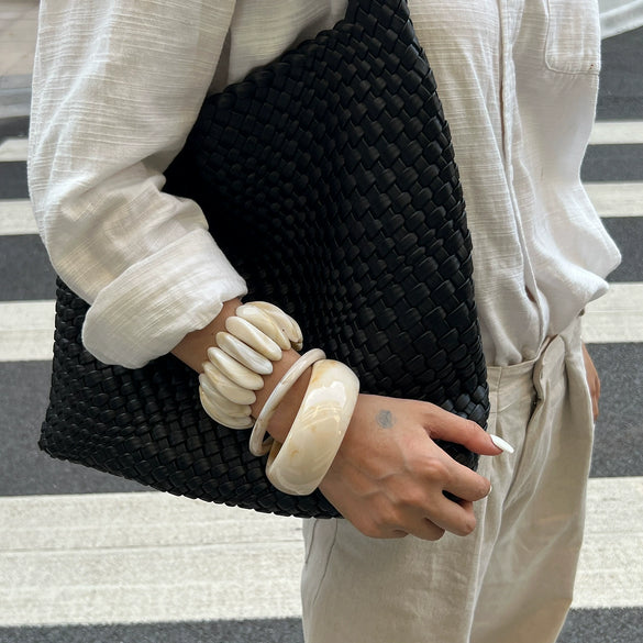 Jewelry Literary Retro Stacked Specialshaped Elastic Bracelets For Women Handmade Resin Geometric