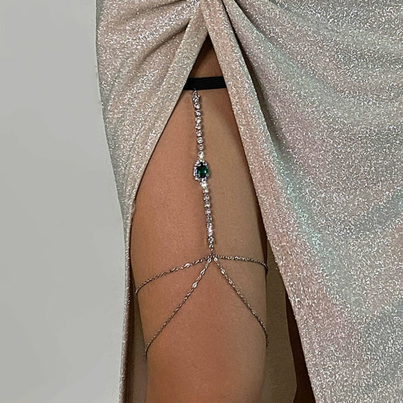 Jewelry Lolita Lace Sexy Leg Ring Body Chain Thigh Chain With Wave Pattern Elastic Band Claw Chain Alloy Inlaid Artificial Gemstones And Semiprecious Stones For Women