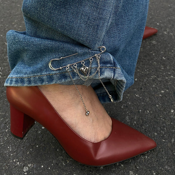 Jewelry Love Heartshaped Pendant Pants Chain Iron Copperclad Chain Alloy Women's