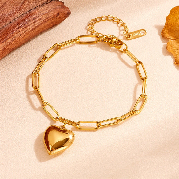 Jewelry Love Water Drops Bell Pattern Titanium Steel Box Chain Bracelet