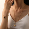 Jewelry Love Water Drops Bell Pattern Titanium Steel Box Chain Bracelet