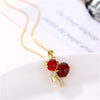 Jewelry Lucky Red Agate Gourd Pendant With Diamonds Titanium Steel Necklace For Women