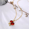 Jewelry Lucky Red Agate Gourd Pendant With Diamonds Titanium Steel Necklace For Women