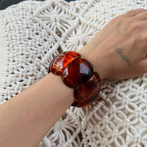 Jewelry Maillard Style Acrylic Oval Resin Splicing Handmade Exaggerated Geometric Bracelet