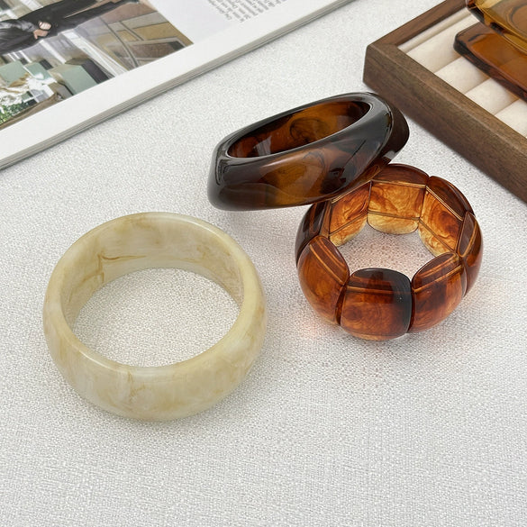 Jewelry Maillard Style Acrylic Oval Resin Splicing Handmade Exaggerated Geometric Bracelet