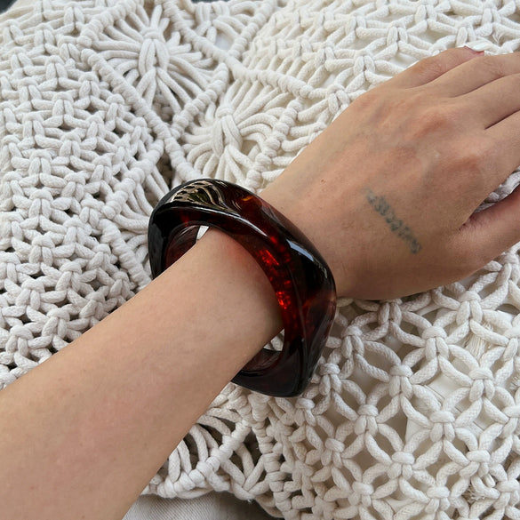 Jewelry Maillard Style Acrylic Oval Resin Splicing Handmade Exaggerated Geometric Bracelet