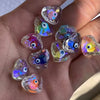 Jewelry Making Accessories Glass Glazed Faceted Peach Heart Pendant With Dripping Oil Design And Eye Pattern
