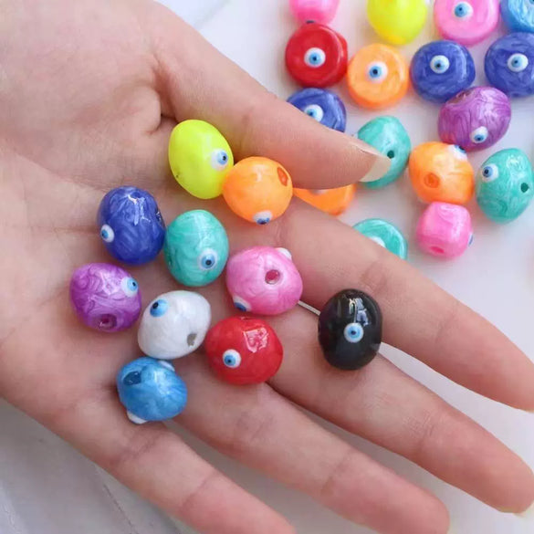Jewelry Making Accessories Glass Glazed Oildropping Eye Pattern Throughhole Necklace Bracelet