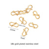Jewelry Making Accessories Stainless Steel S Shape Necklace Buckle Hook With Fish Pattern 18K Gold Electroplated