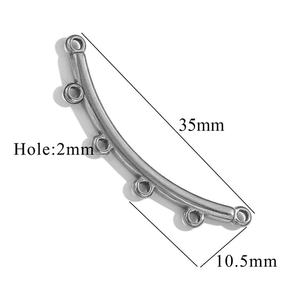 Jewelry Making Supplies Stainless Steel Bohemian Multistrand Porous Curved Connector 18K Electroplated