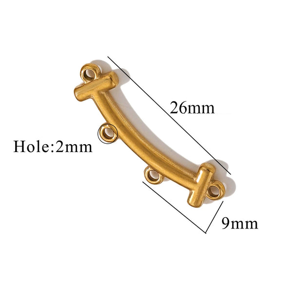 Jewelry Making Supplies Stainless Steel Bohemian Multistrand Porous Curved Connector 18K Electroplated