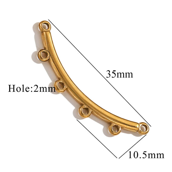 Jewelry Making Supplies Stainless Steel Bohemian Multistrand Porous Curved Connector 18K Electroplated