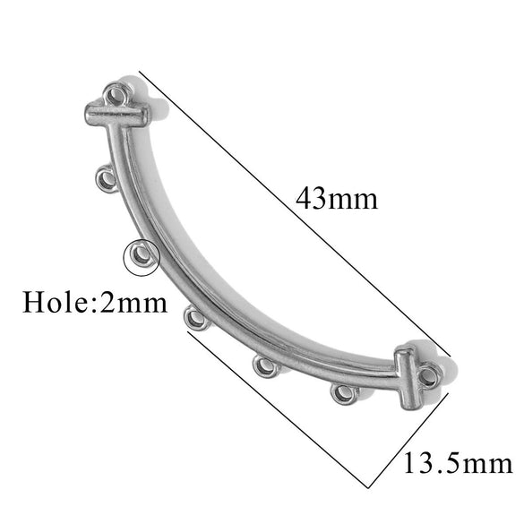 Jewelry Making Supplies Stainless Steel Bohemian Multistrand Porous Curved Connector 18K Electroplated