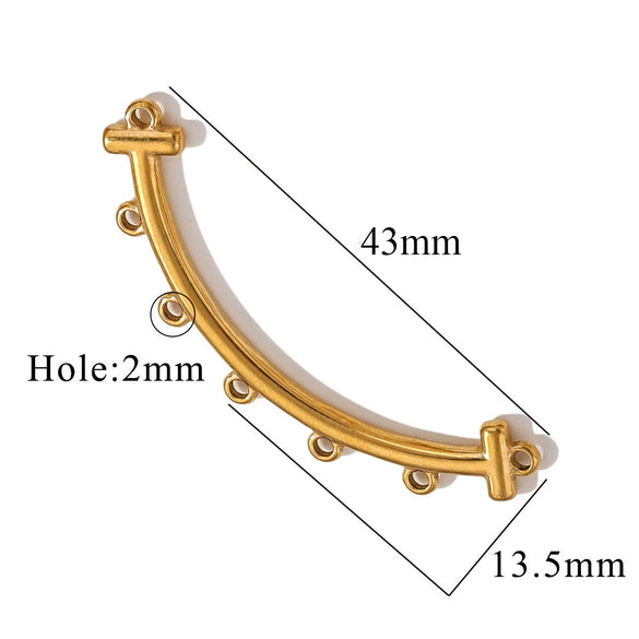 Jewelry Making Supplies Stainless Steel Bohemian Multistrand Porous Curved Connector 18K Electroplated