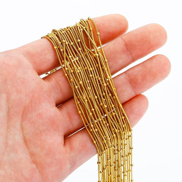 Jewelry Making Supplies Stainless Steel Snake Bone Chain With Round Snake Beads Electroplated Geometric Wave Design Unisex