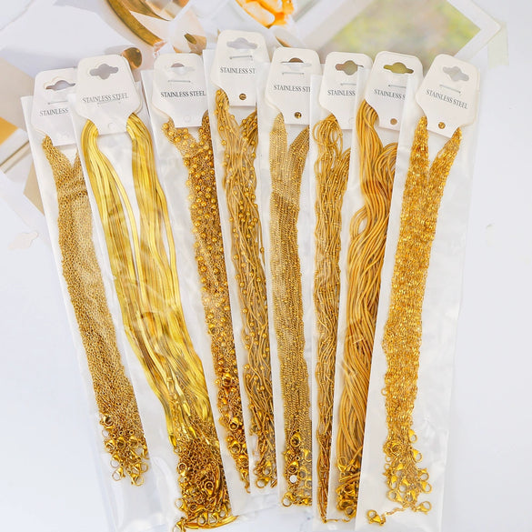 Jewelry Making Supplies Stainless Steel Snake Bone Chain With Round Snake Beads Electroplated Geometric Wave Design Unisex