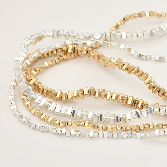 Jewelry Material Black Gallstone Beads Electroplated Geometric Triangle Broken Gold And Silver Beads For Bracelet