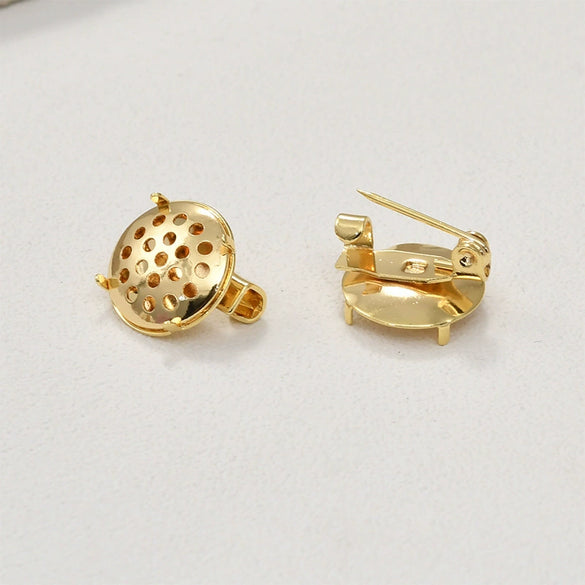 Jewelry Material Copper Geometric Brooch Buckle With 14K Gold Electroplated Treatment