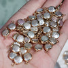 Jewelry Material Natural Freshwater Pearl Copper Gold Plated Double Hanging Button Edging Baroque Round